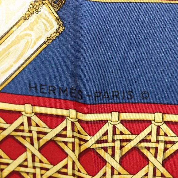 HERMES Carre 90 Scarf ""FEUX DE ROUTE"" Silk Blue Auth ar13764 - Picture 6 of 7